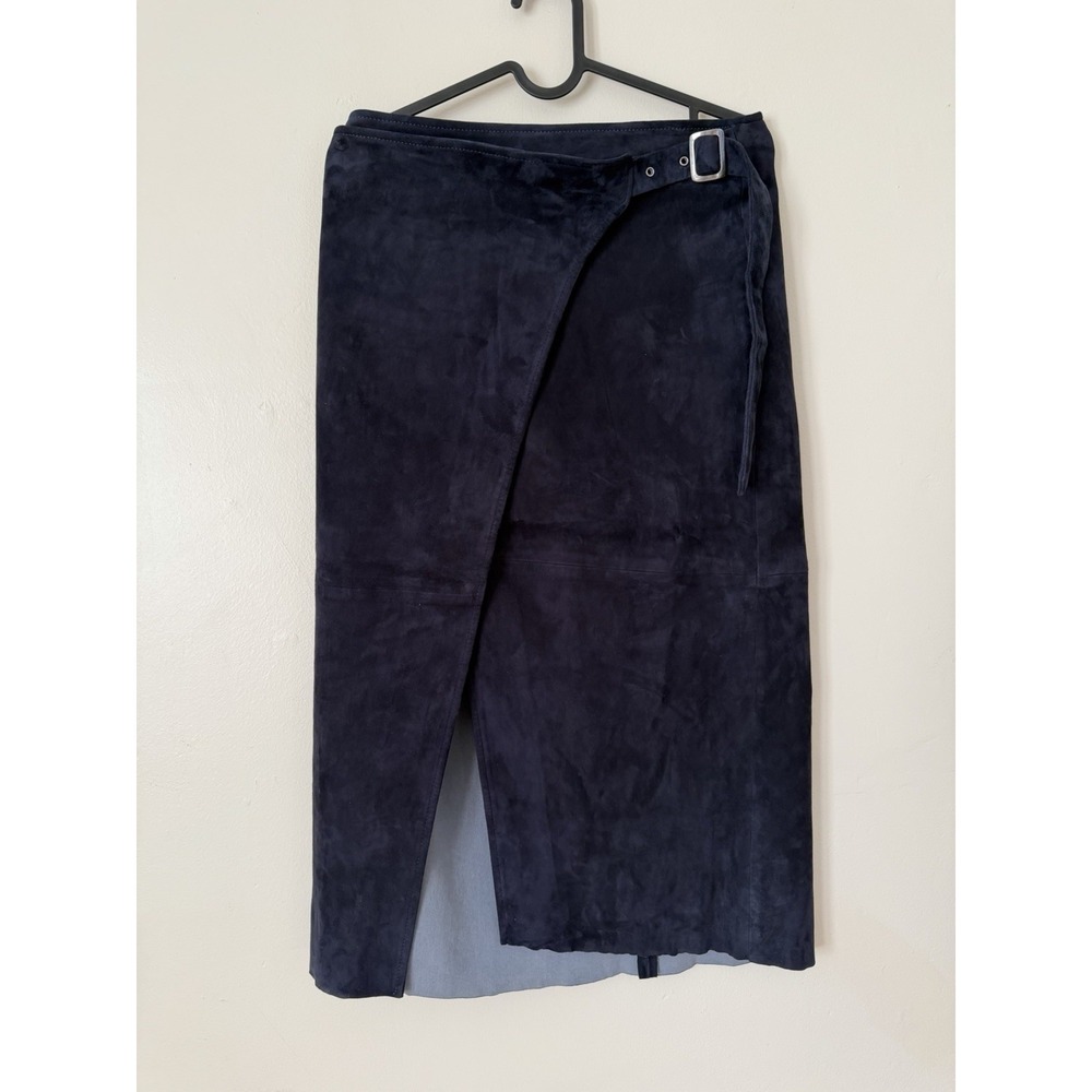 Jarbo Leather - Navy‎ Suede Wrap Belt Skirt Size 0